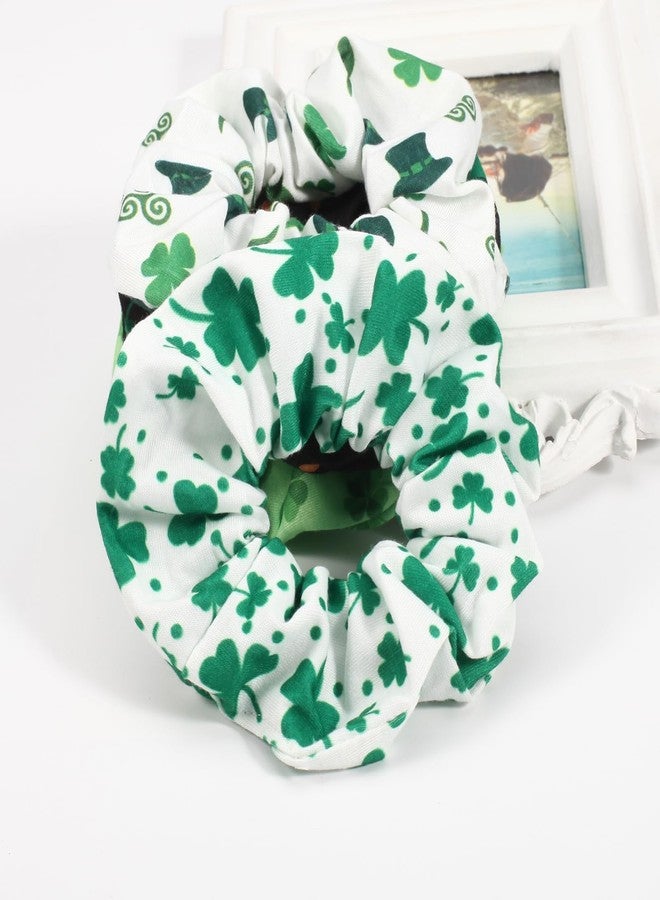 Lonext 4 Pieces St. Patrick's Day Hair Scrunchies Irish Green Shamrock Holiday Elastic Hair Bands - Image 4